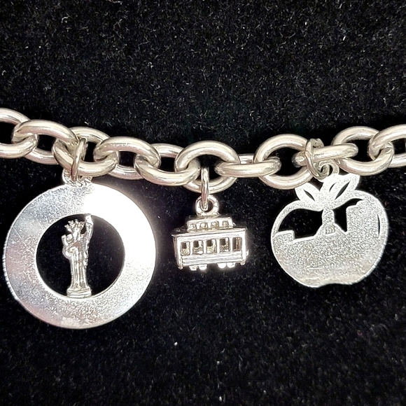 Sterling Chain Link Bracelet with Travel Charms 🌎 - Picture 6 of 8